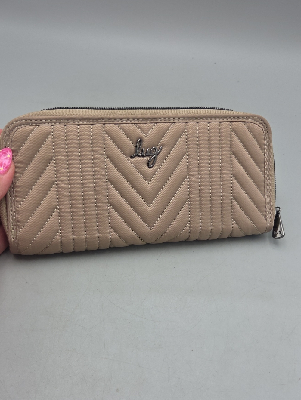 Lug Straddle Women's Zip Around Brushed Tan Mocha Wallet RFID Lightweight